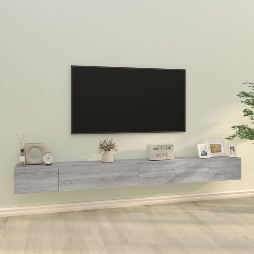 vidaXL Set dulap TV, 3 piese, gri sonoma, lemn prelucrat vidaXL Set dulap TV, 3 piese, gri sonoma, lemn prelucrat