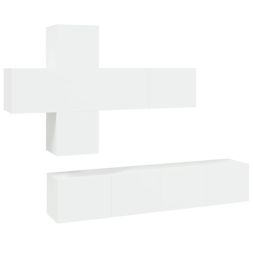 vidaXL Set dulap TV, 7 piese, alb, lemn prelucrat