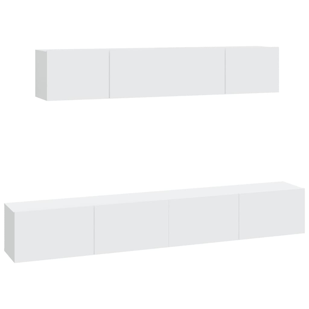vidaXL Set dulap TV, 4 piese, alb, lemn prelucrat vidaXL Set dulap TV, 4 piese, alb, lemn prelucrat