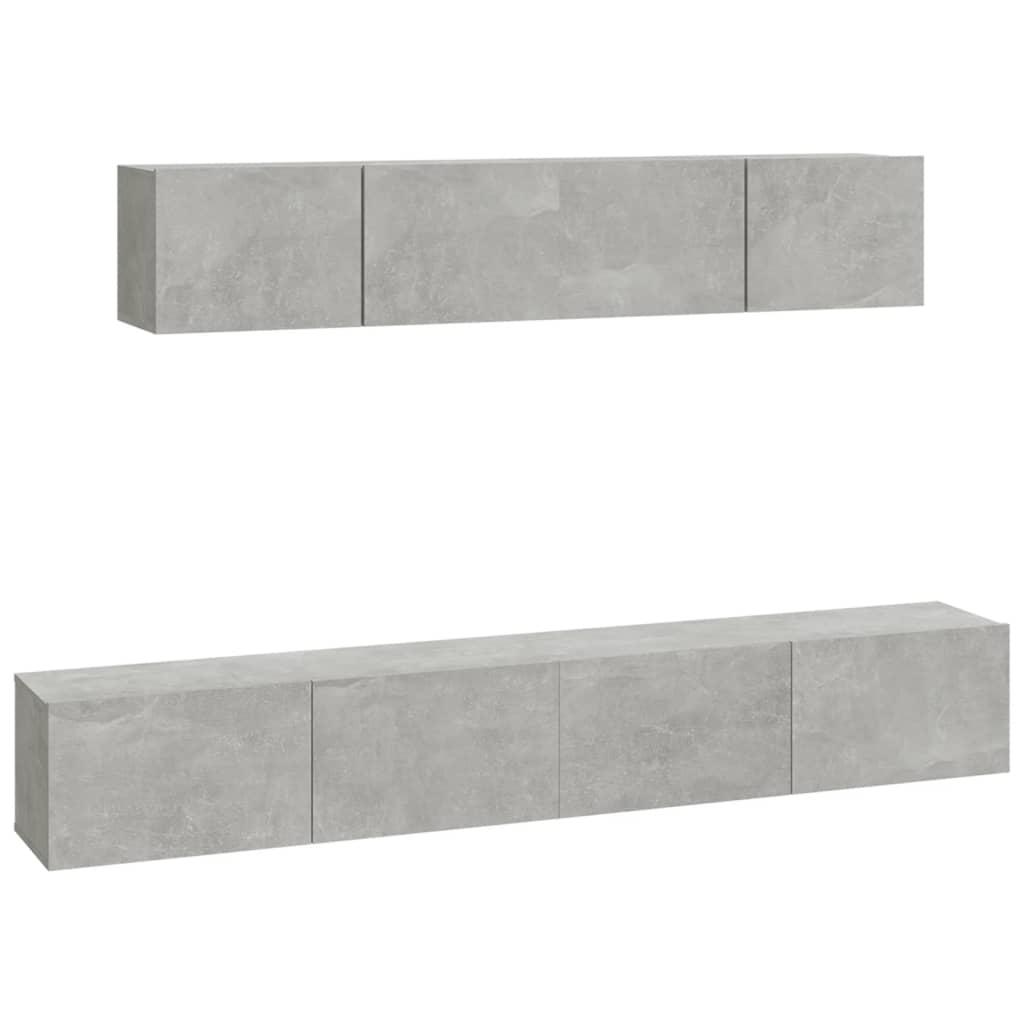 vidaXL Set dulap TV, 4 piese, gri beton, lemn prelucrat vidaXL Set dulap TV, 4 piese, gri beton, lemn prelucrat