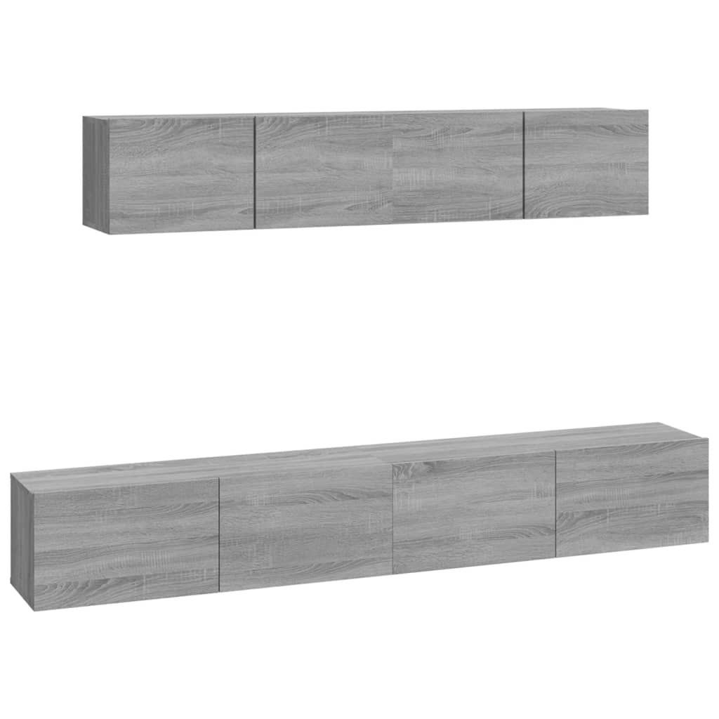 vidaXL Set dulapuri TV, 4 piese, gri sonoma, lemn prelucrat vidaXL Set dulapuri TV, 4 piese, gri sonoma, lemn prelucrat