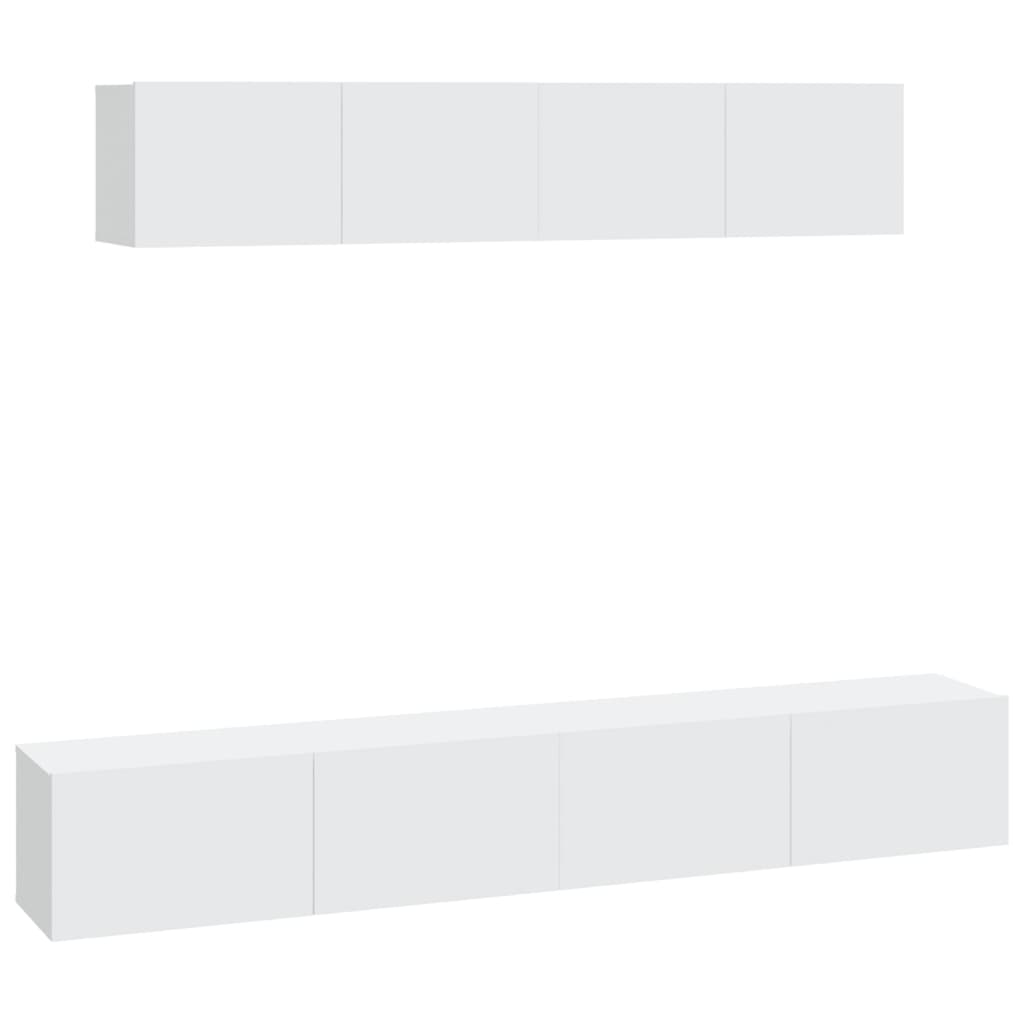 vidaXL Set dulap TV, 4 piese, alb, lemn prelucrat vidaXL Set dulap TV, 4 piese, alb, lemn prelucrat