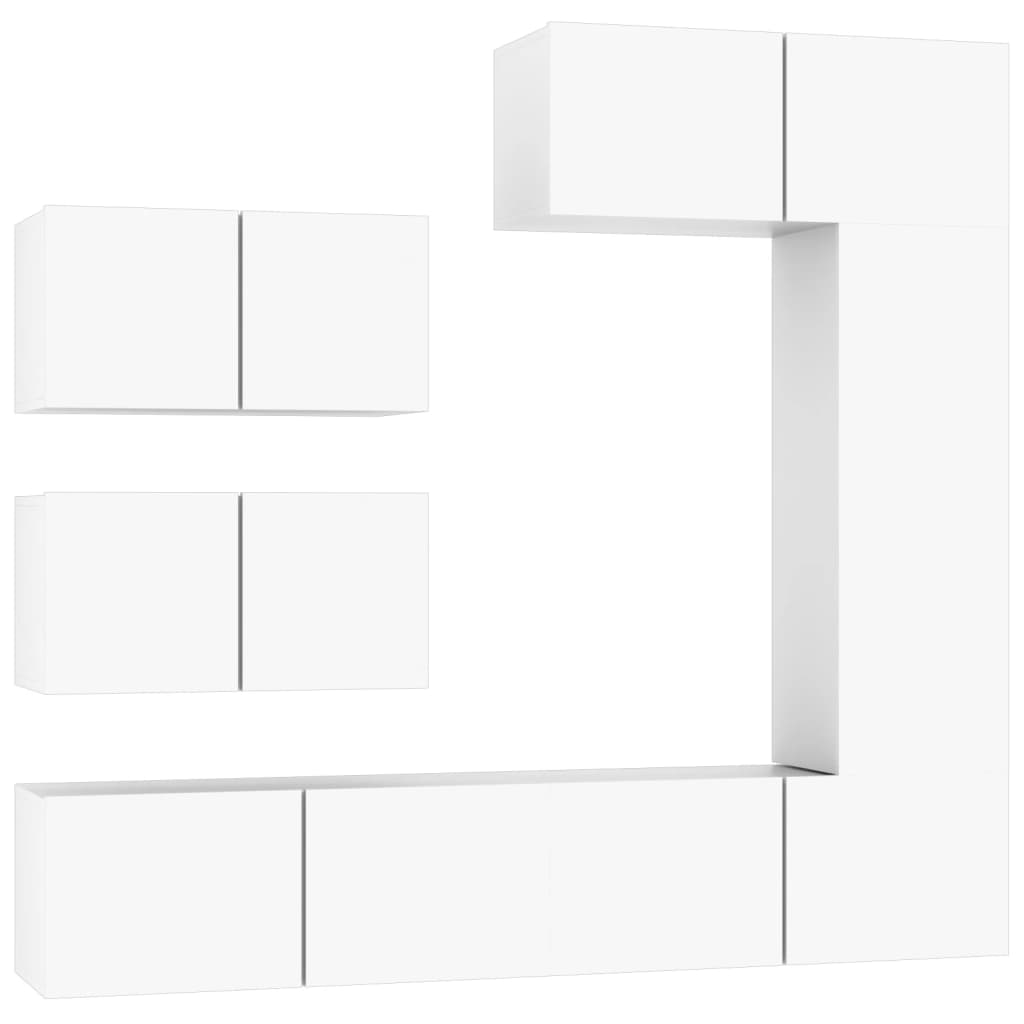 vidaXL Set dulap TV, 6 piese, alb, lemn prelucrat vidaXL Set dulap TV, 6 piese, alb, lemn prelucrat