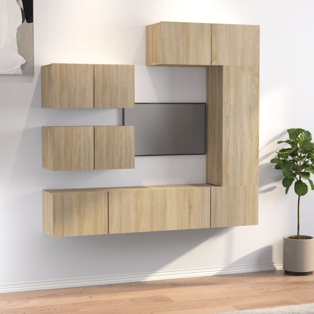 vidaXL Set dulap TV, 6 piese, stejar sonoma, lemn prelucrat vidaXL Set dulap TV, 6 piese, stejar sonoma, lemn prelucrat