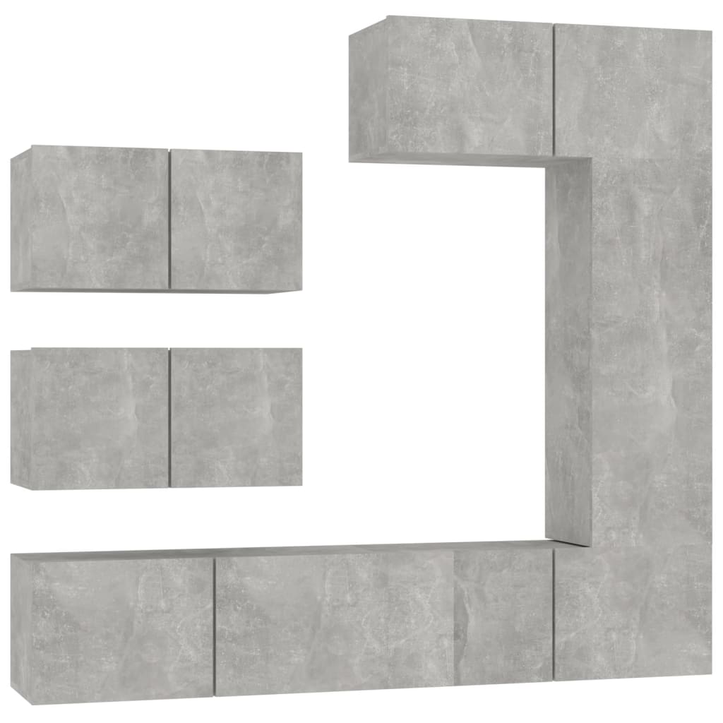 vidaXL Set dulap TV, 6 piese, gri beton, lemn prelucrat vidaXL Set dulap TV, 6 piese, gri beton, lemn prelucrat