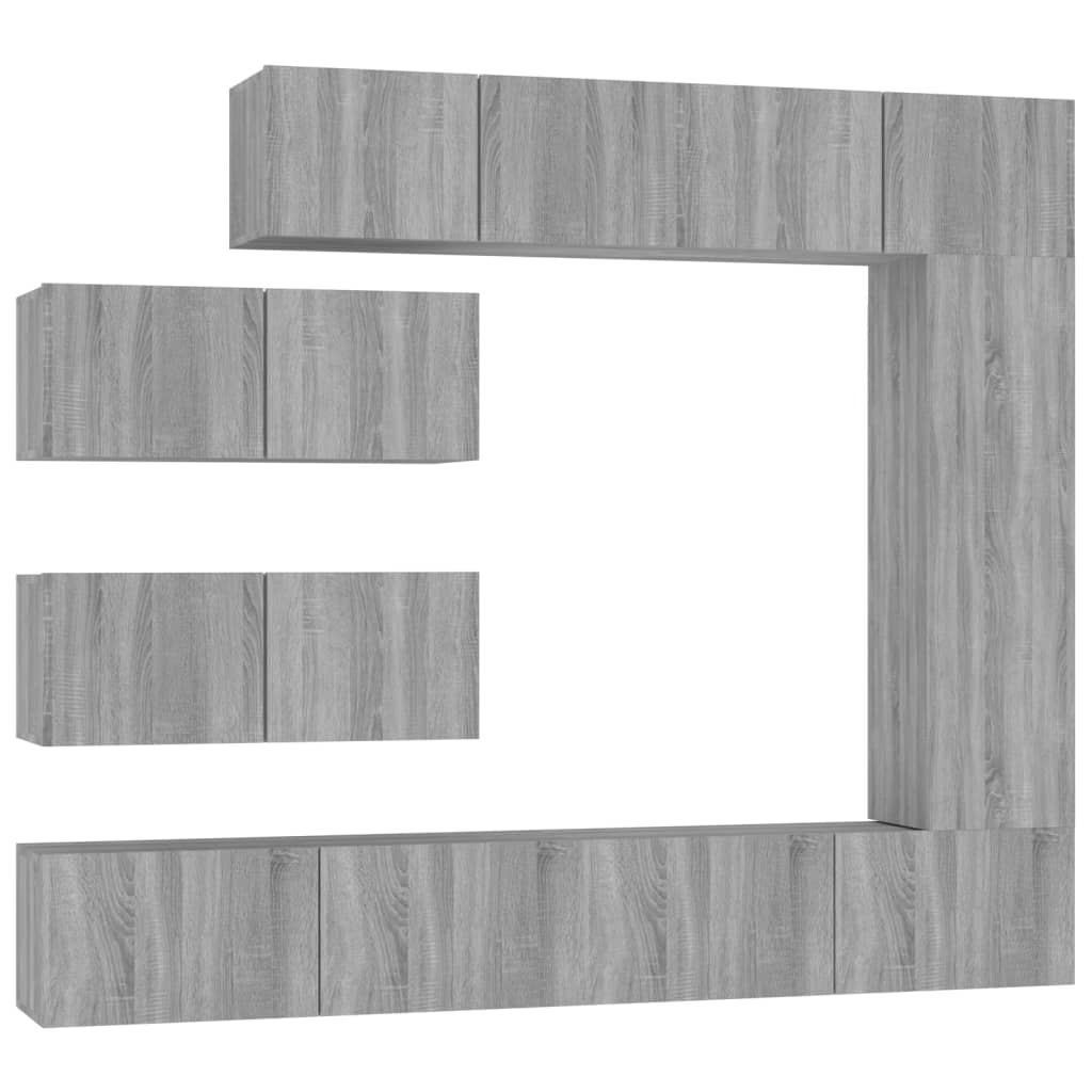 vidaXL Set comode TV, 7 piese, gri sonoma, lemn compozit vidaXL Set comode TV, 7 piese, gri sonoma, lemn compozit
