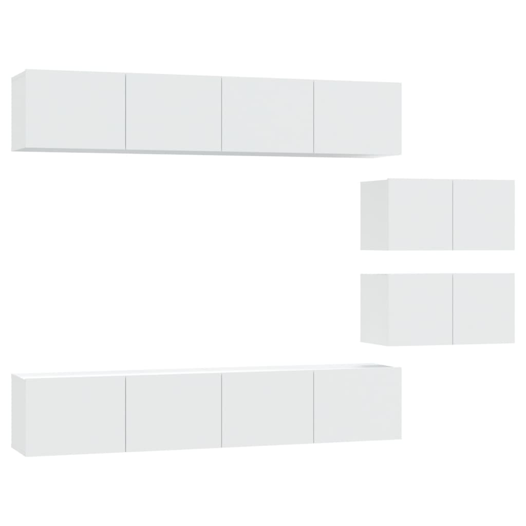 vidaXL Set dulap TV, 6 piese, alb, lemn prelucrat vidaXL Set dulap TV, 6 piese, alb, lemn prelucrat