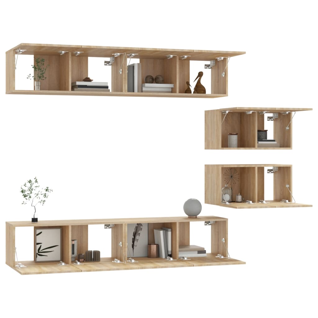 vidaXL Set dulap TV, 6 piese, stejar sonoma, lemn prelucrat