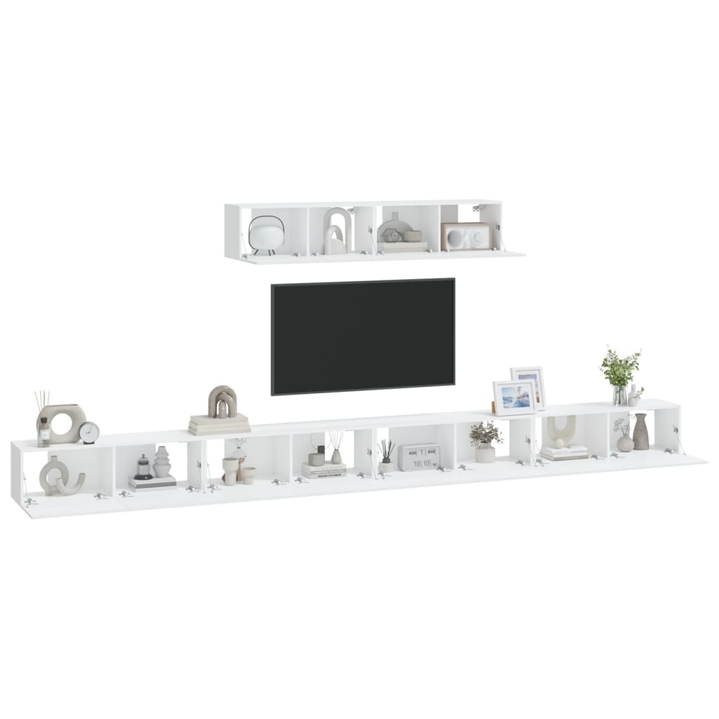vidaXL Set dulap TV, 6 piese, alb, lemn prelucrat vidaXL Set dulap TV, 6 piese, alb, lemn prelucrat
