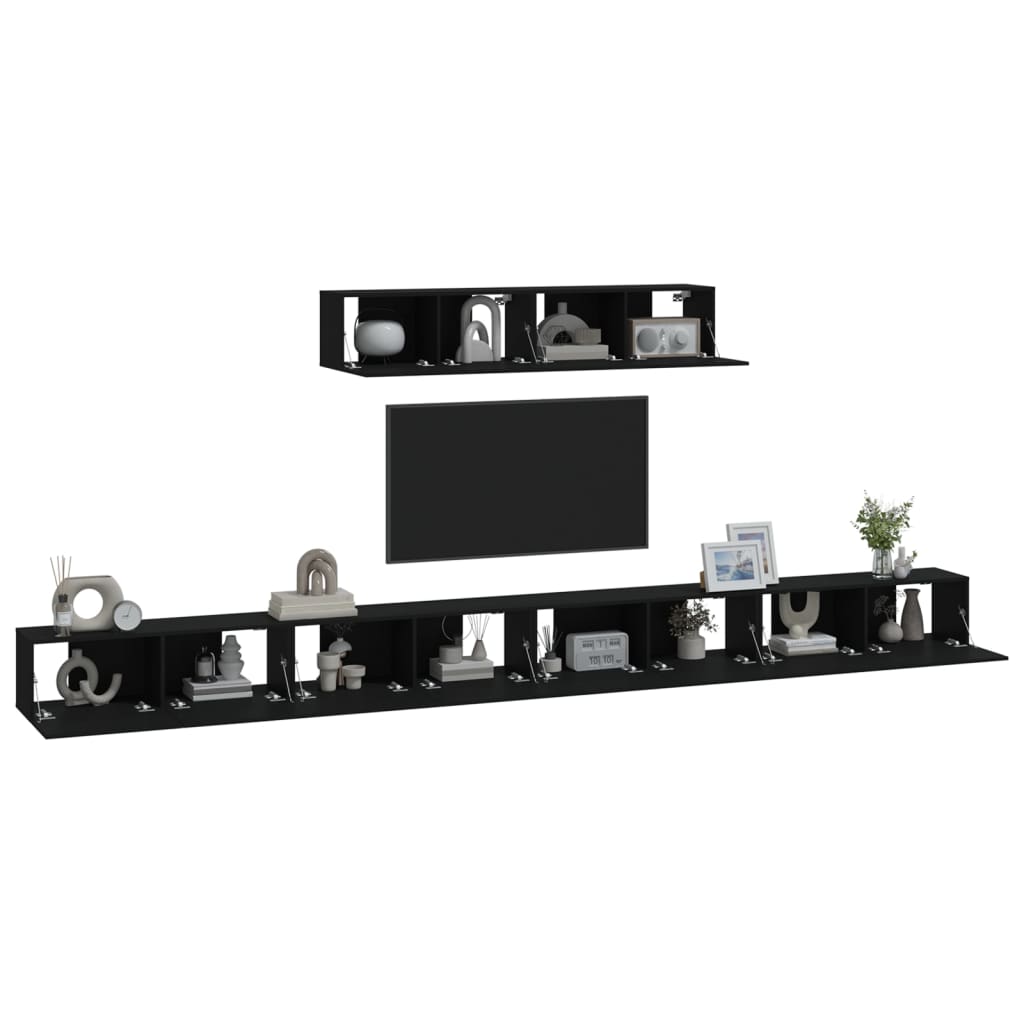 vidaXL Set dulap TV, 6 piese, negru, lemn prelucrat vidaXL Set dulap TV, 6 piese, negru, lemn prelucrat