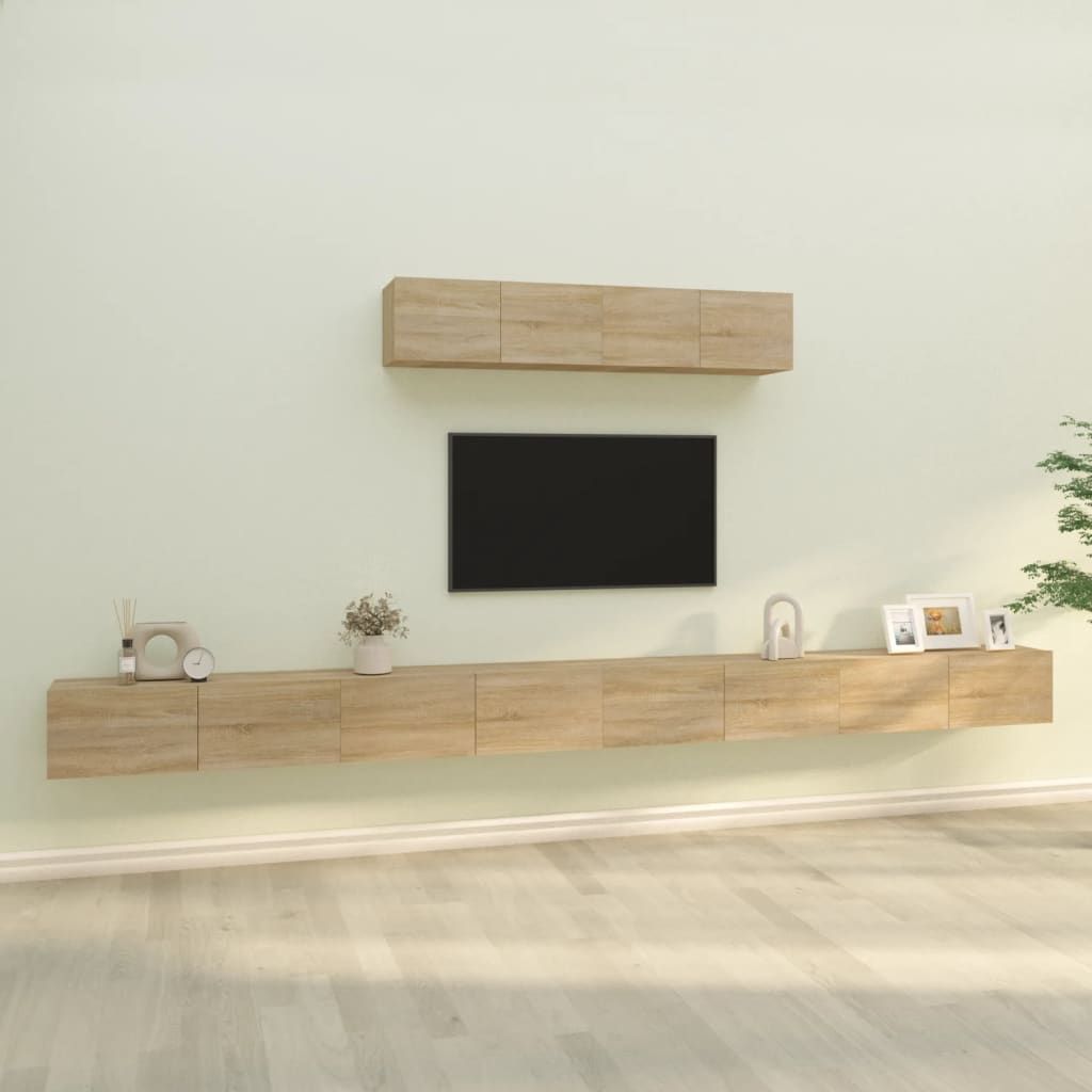 vidaXL Set dulap TV, 6 piese, stejar sonoma, lemn prelucrat vidaXL Set dulap TV, 6 piese, stejar sonoma, lemn prelucrat