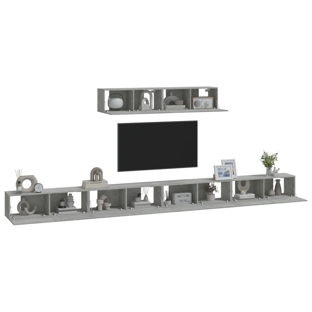 vidaXL Set dulap TV, 6 piese, gri beton, lemn prelucrat vidaXL Set dulap TV, 6 piese, gri beton, lemn prelucrat