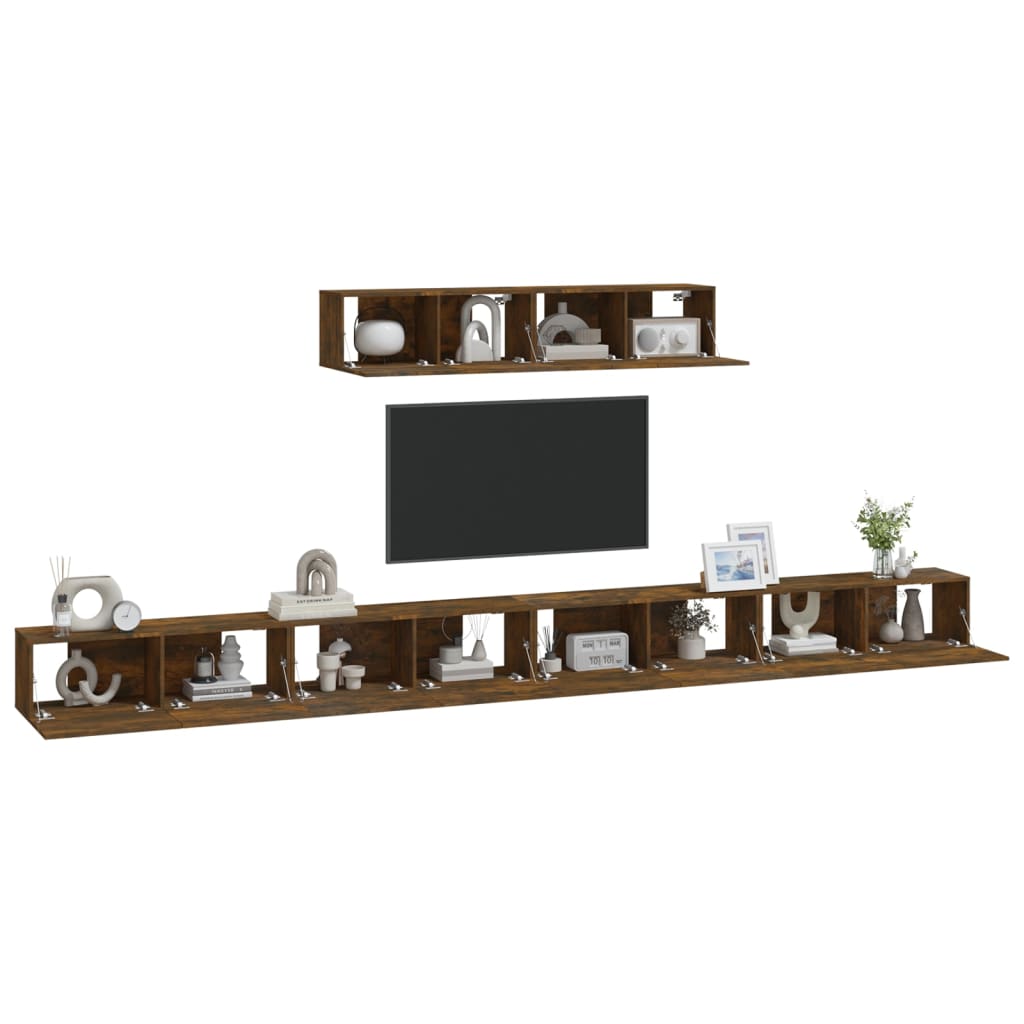 vidaXL Set dulapuri TV, 6 piese, stejar fumuriu, lemn prelucrat