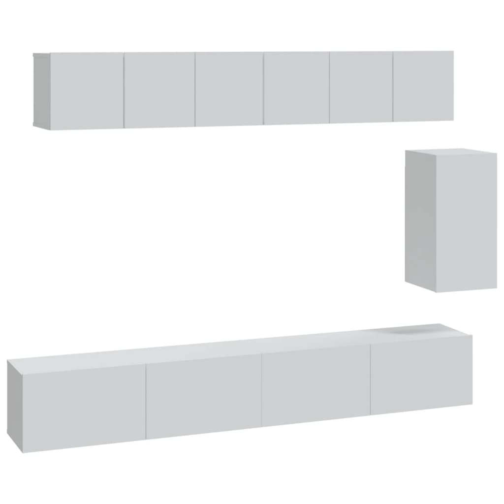 vidaXL Set dulap TV, 6 piese, alb, lemn prelucrat vidaXL Set dulap TV, 6 piese, alb, lemn prelucrat