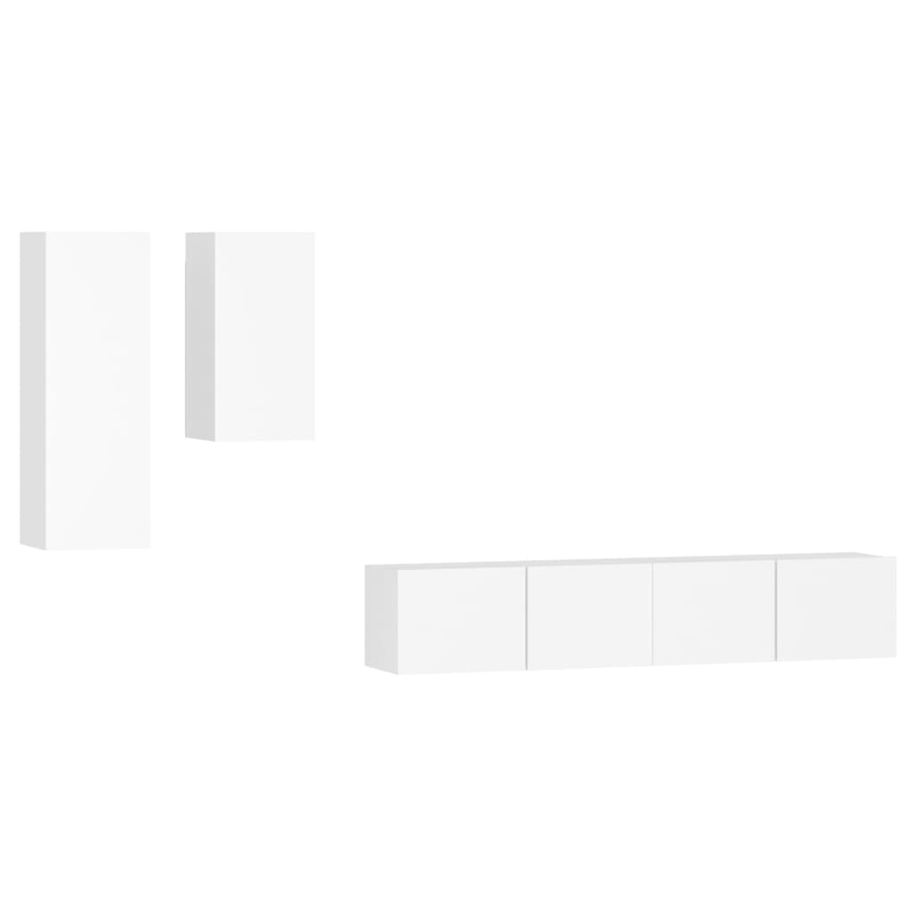 vidaXL Set dulap TV, 4 piese, alb, lemn prelucrat vidaXL Set dulap TV, 4 piese, alb, lemn prelucrat