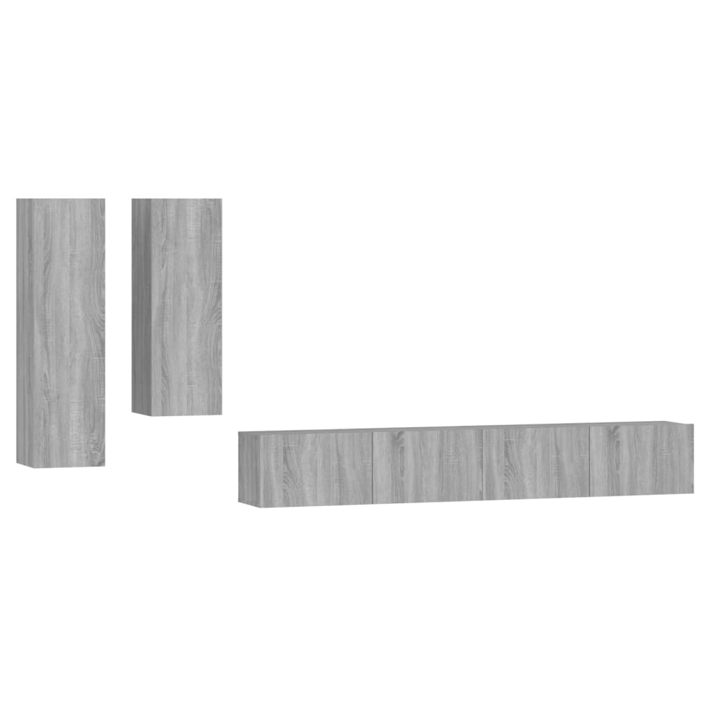 vidaXL Set dulapuri TV, 4 piese, gri sonoma, lemn prelucrat vidaXL Set dulapuri TV, 4 piese, gri sonoma, lemn prelucrat
