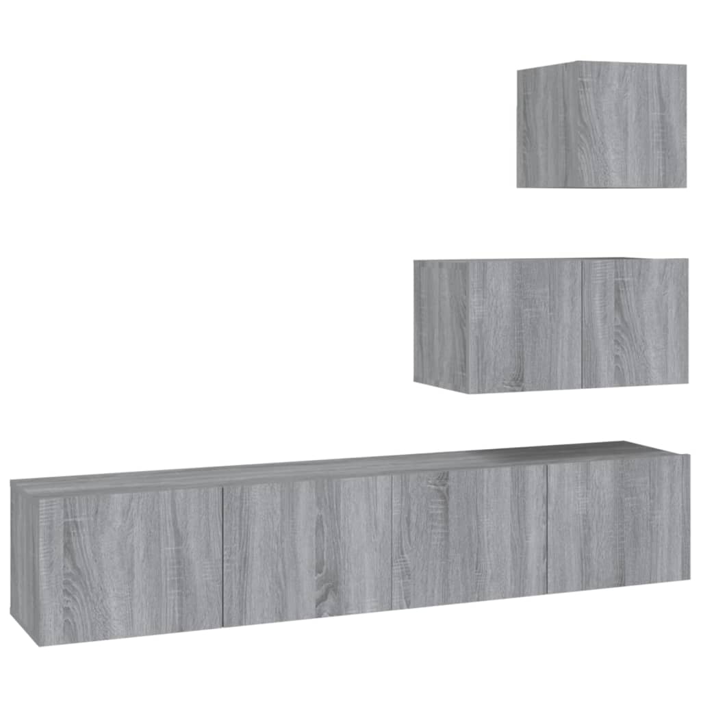 vidaXL Set dulapuri TV, 4 piese, gri sonoma, lemn prelucrat vidaXL Set dulapuri TV, 4 piese, gri sonoma, lemn prelucrat