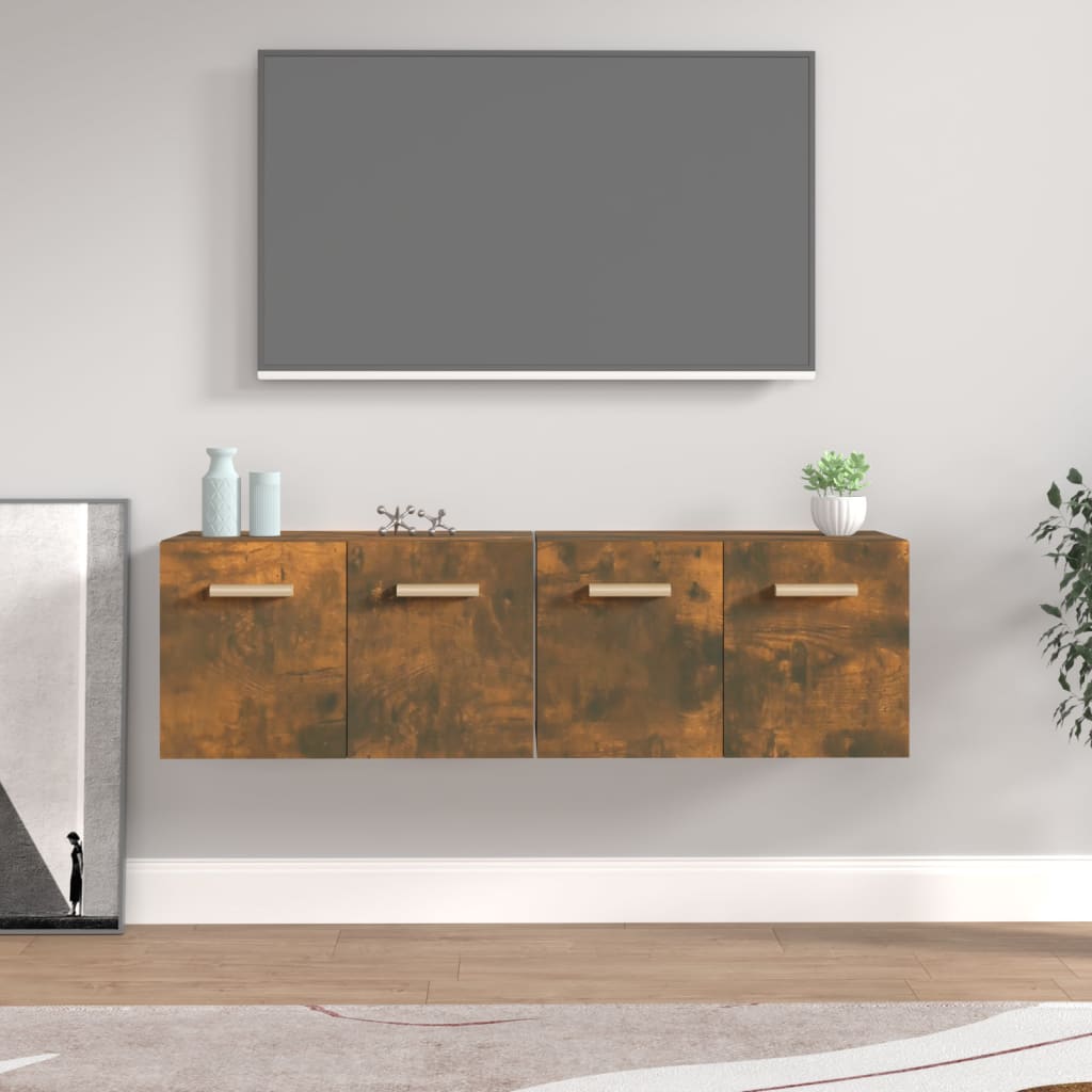 vidaXL Dulapuri TV de perete 2 buc. stejar fumuriu 60x36,5x35 cm lemn vidaXL Dulapuri TV de perete 2 buc. stejar fumuriu 60x36,5x35 cm lemn