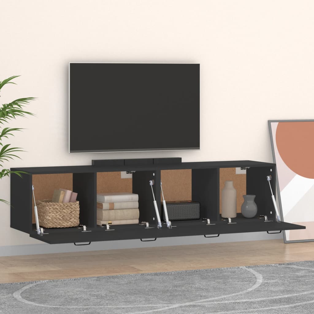 vidaXL Dulapuri TV de perete, 2 buc. negru 60x36,5x35 cm lemn compozit vidaXL Dulapuri TV de perete, 2 buc. negru 60x36,5x35 cm lemn compozit