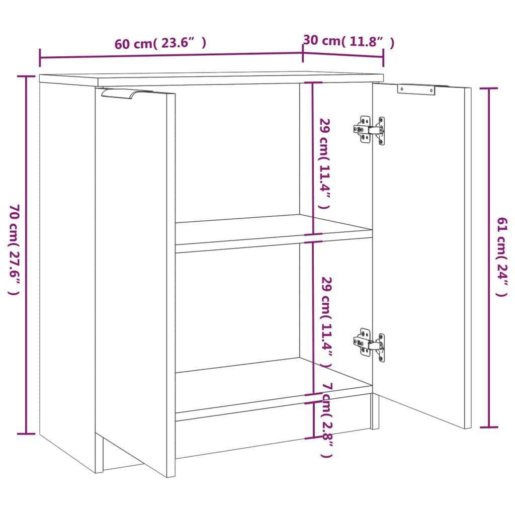 vidaXL Servante, 2 piese, alb, 60x30x70 cm, lemn prelucrat