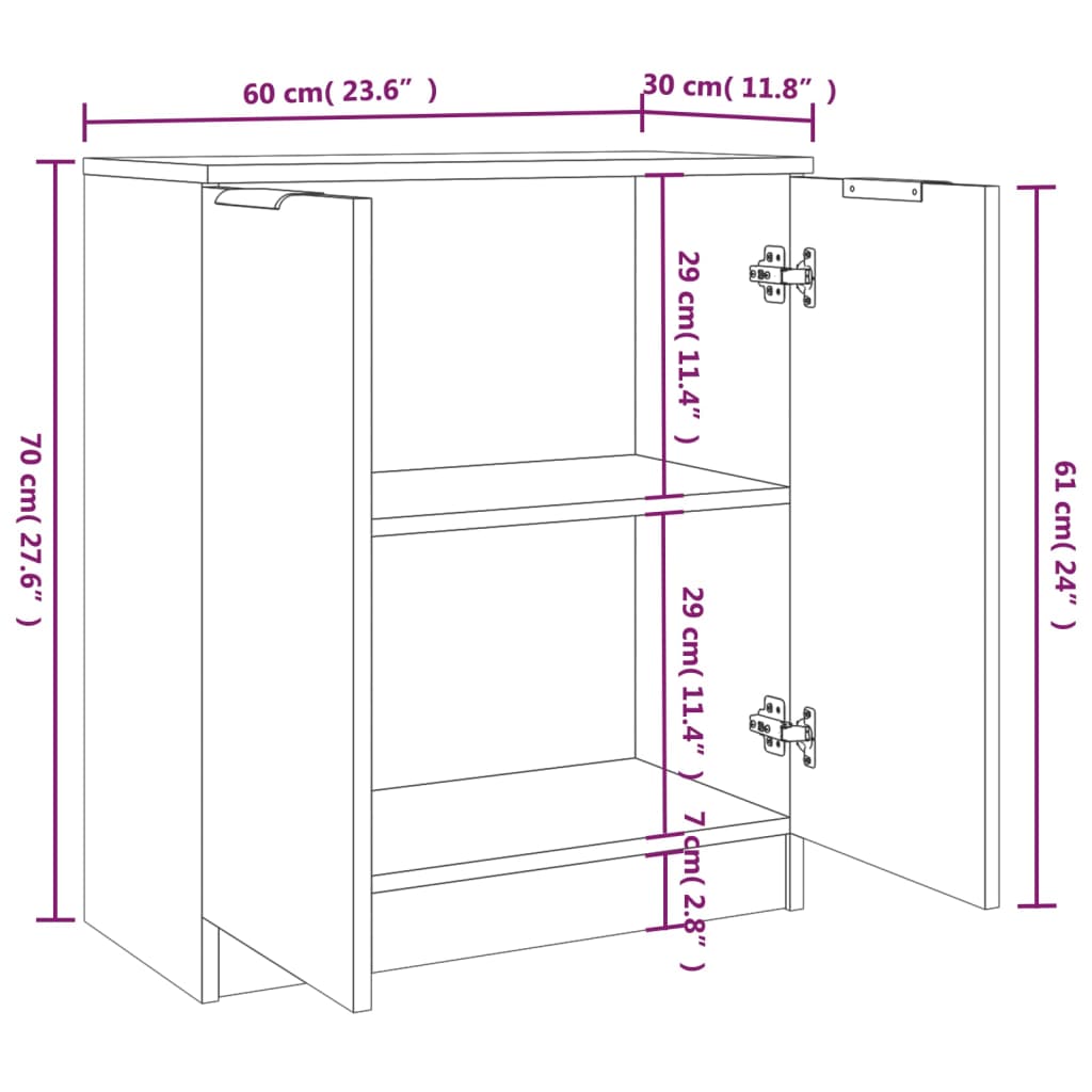 vidaXL Servante, 2 buc., negru, 60x30x70 cm, lemn compozit vidaXL Servante, 2 buc., negru, 60x30x70 cm, lemn compozit