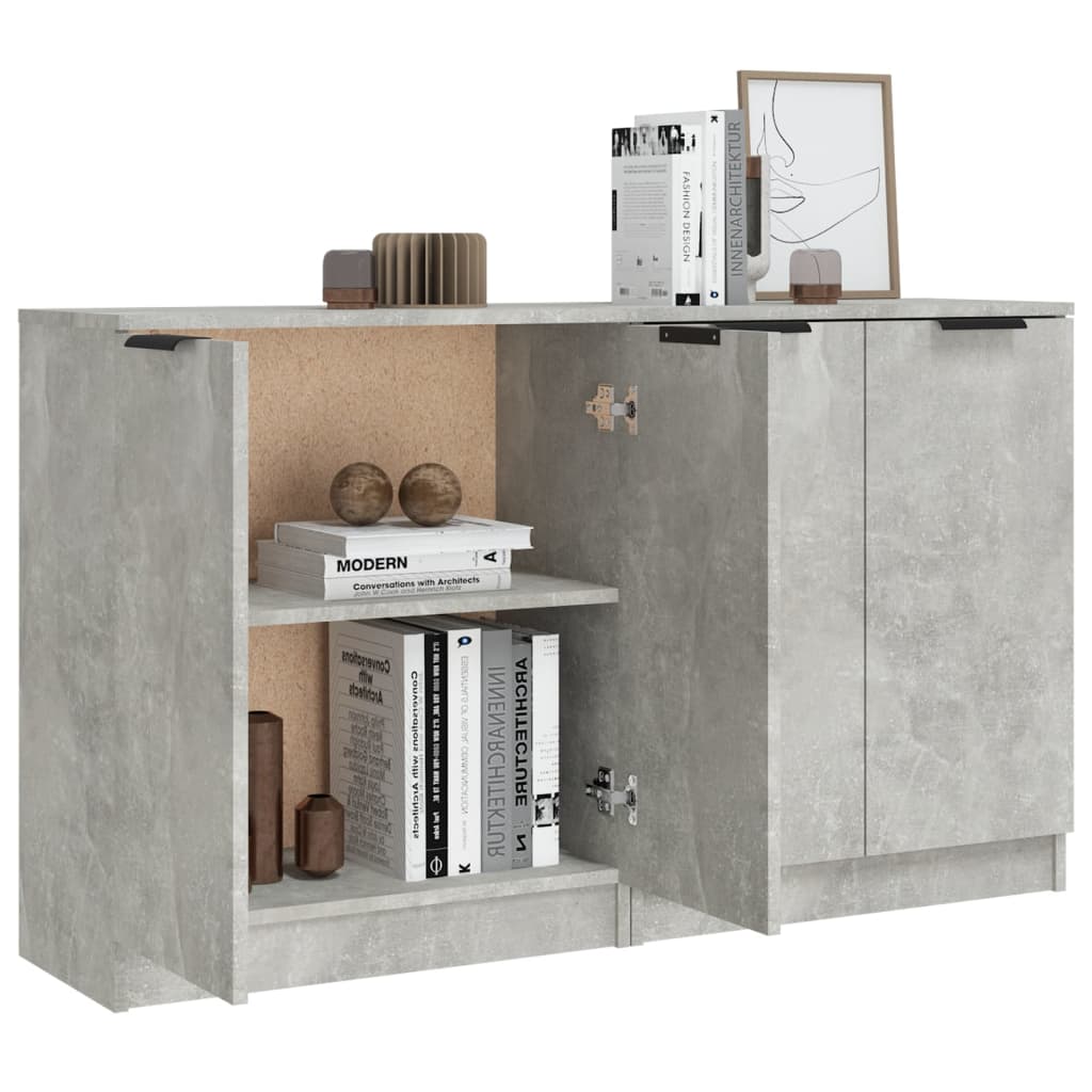 vidaXL Servante, 2 piese, gri beton, 60x30x70 cm, lemn prelucrat
