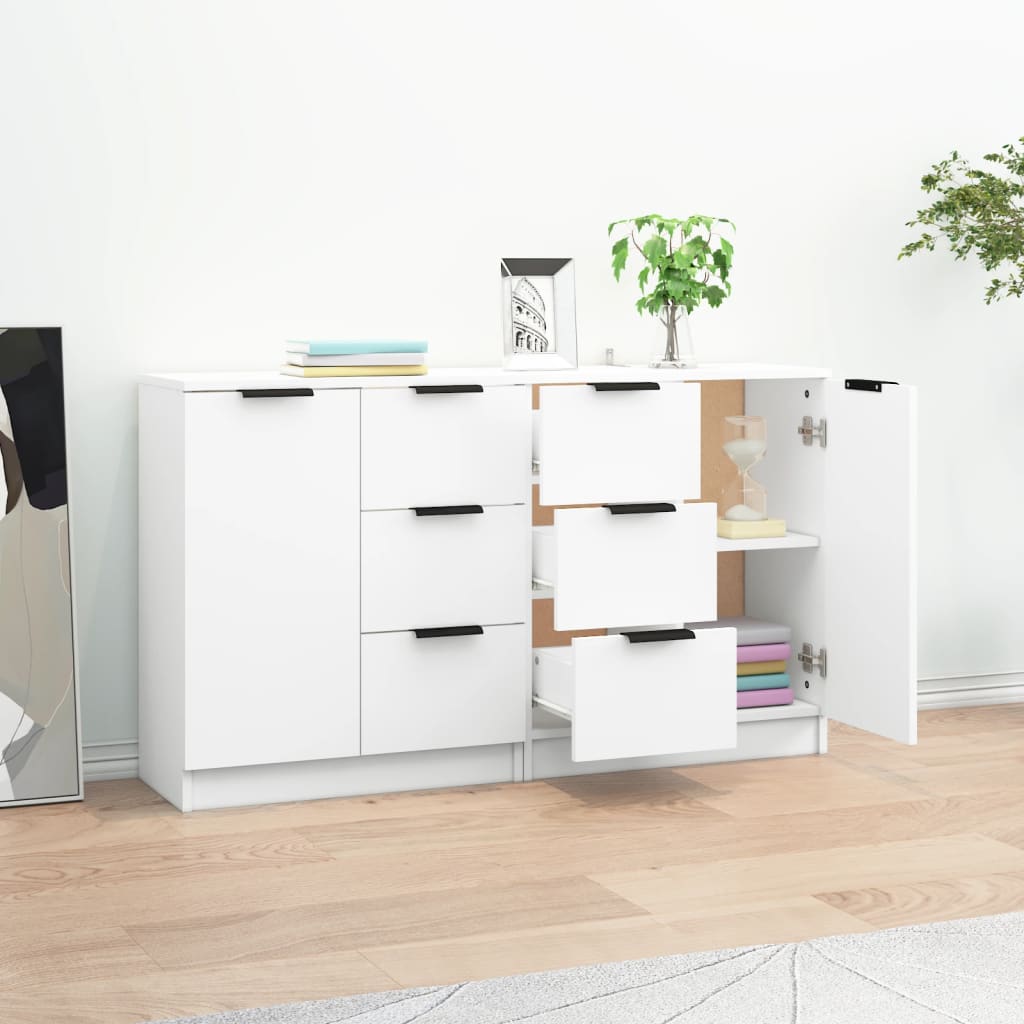 vidaXL Servante, 2 buc.,, alb, 60x30x70 cm, lemn prelucrat