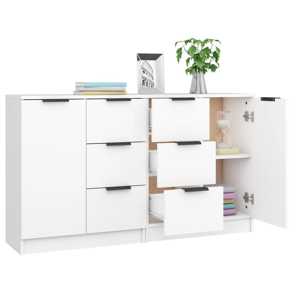 vidaXL Servante, 2 buc.,, alb, 60x30x70 cm, lemn prelucrat