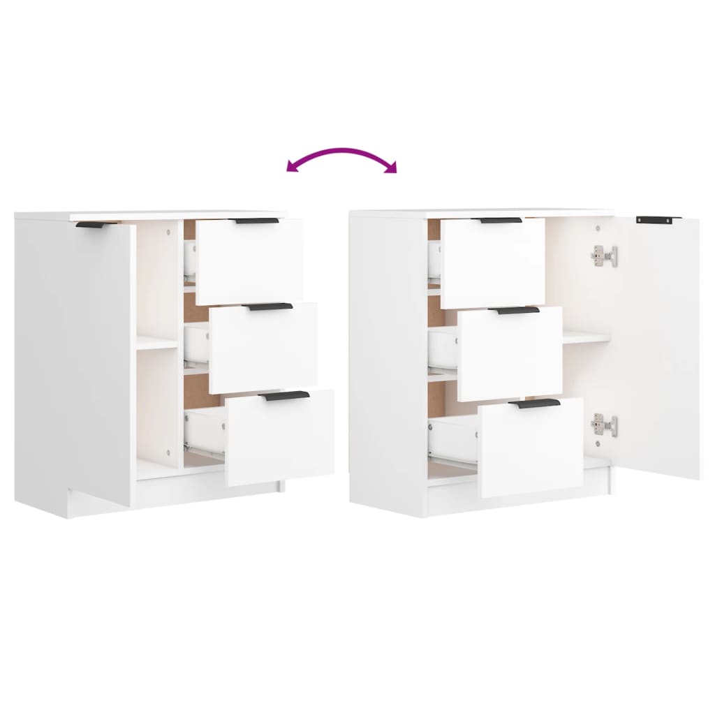 vidaXL Servante, 2 buc.,, alb, 60x30x70 cm, lemn prelucrat
