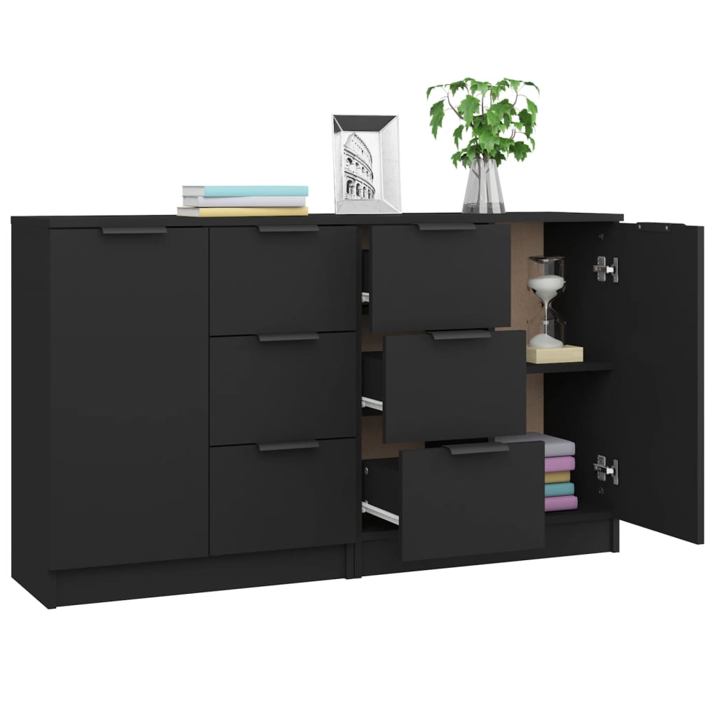 vidaXL Servante, 2 buc., negru, 60x30x70 cm, lemn compozit