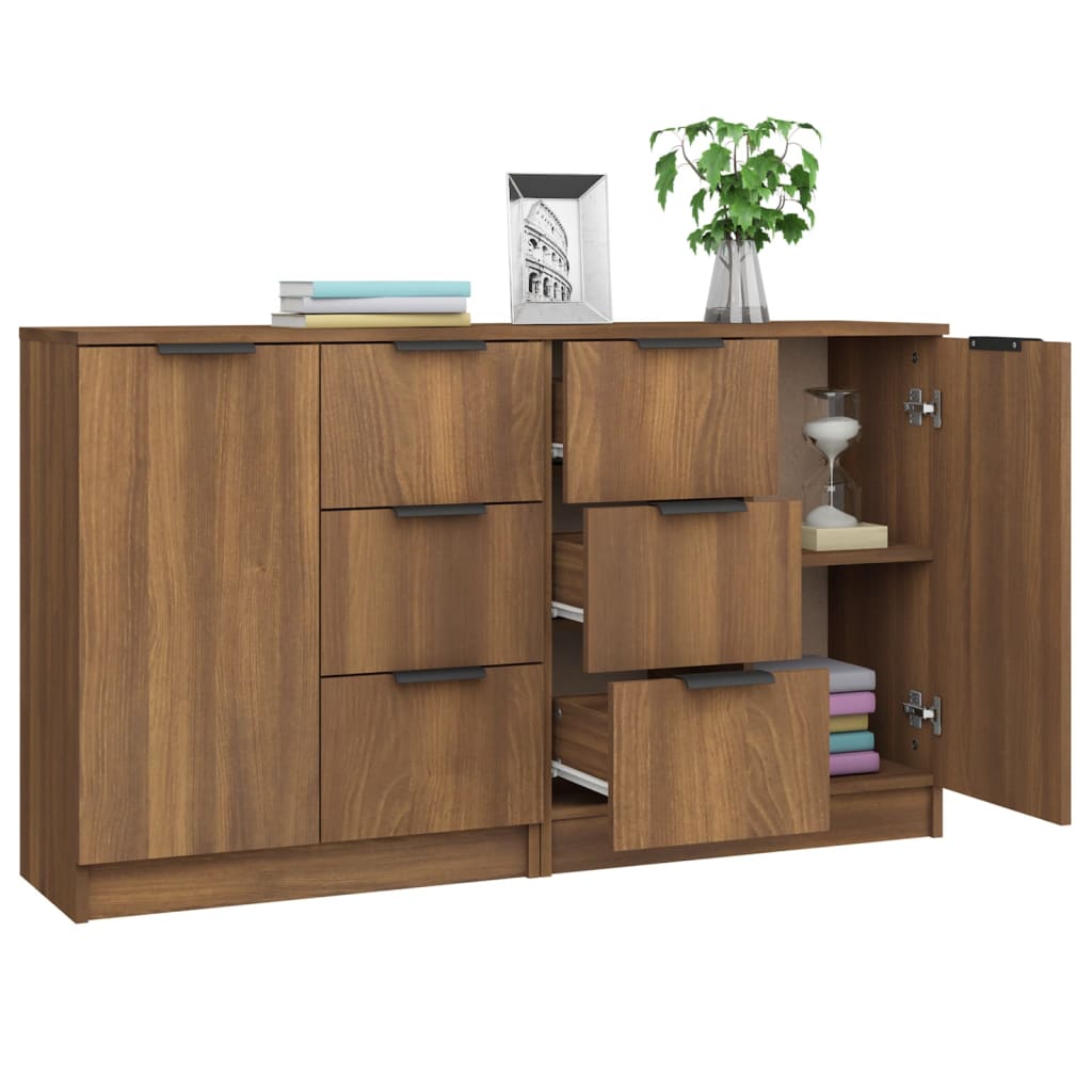 vidaXL Servante, 2 buc., stejar maro, 60x30x70 cm, lemn prelucrat