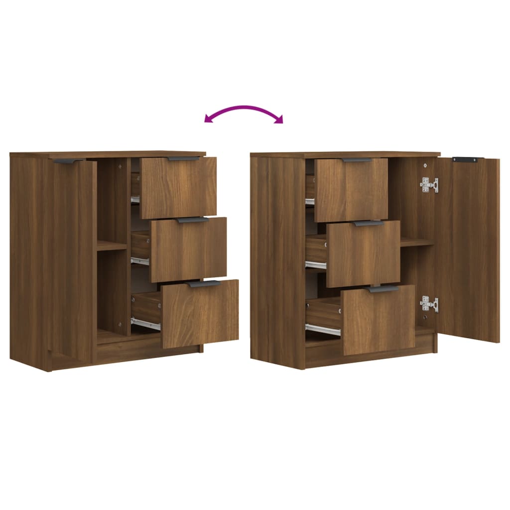 vidaXL Servante, 2 buc., stejar maro, 60x30x70 cm, lemn prelucrat