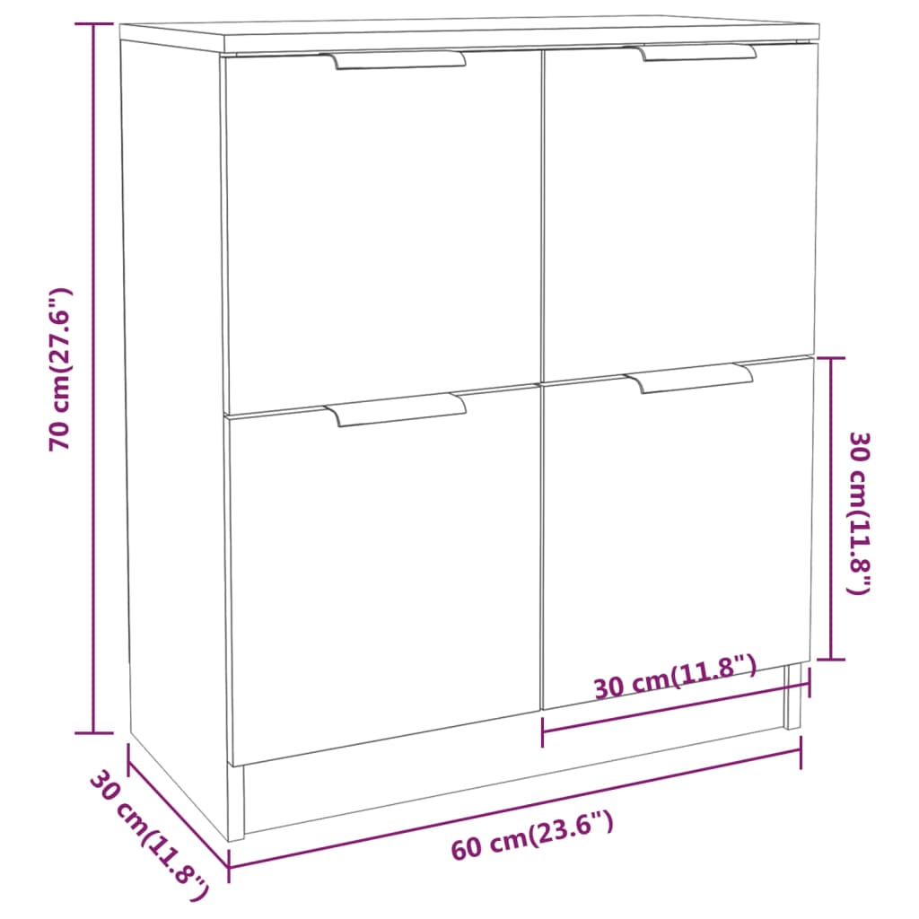 vidaXL Servante, 2 piese, stejar sonoma, 60x30x70 cm, lemn prelucrat