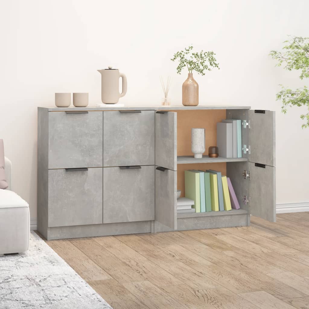 vidaXL Servante, 2 piese, gri beton, 60x30x70 cm, lemn prelucrat