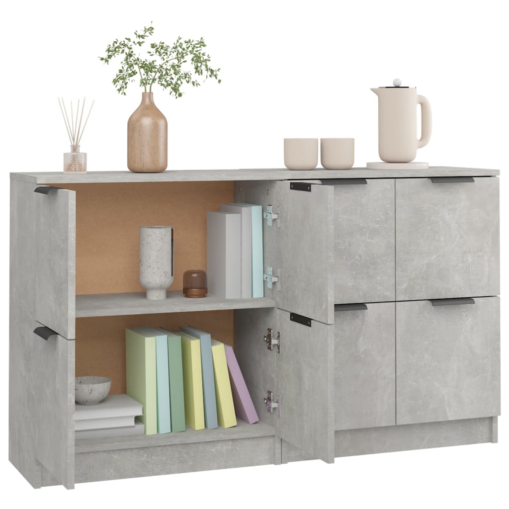 vidaXL Servante, 2 piese, gri beton, 60x30x70 cm, lemn prelucrat