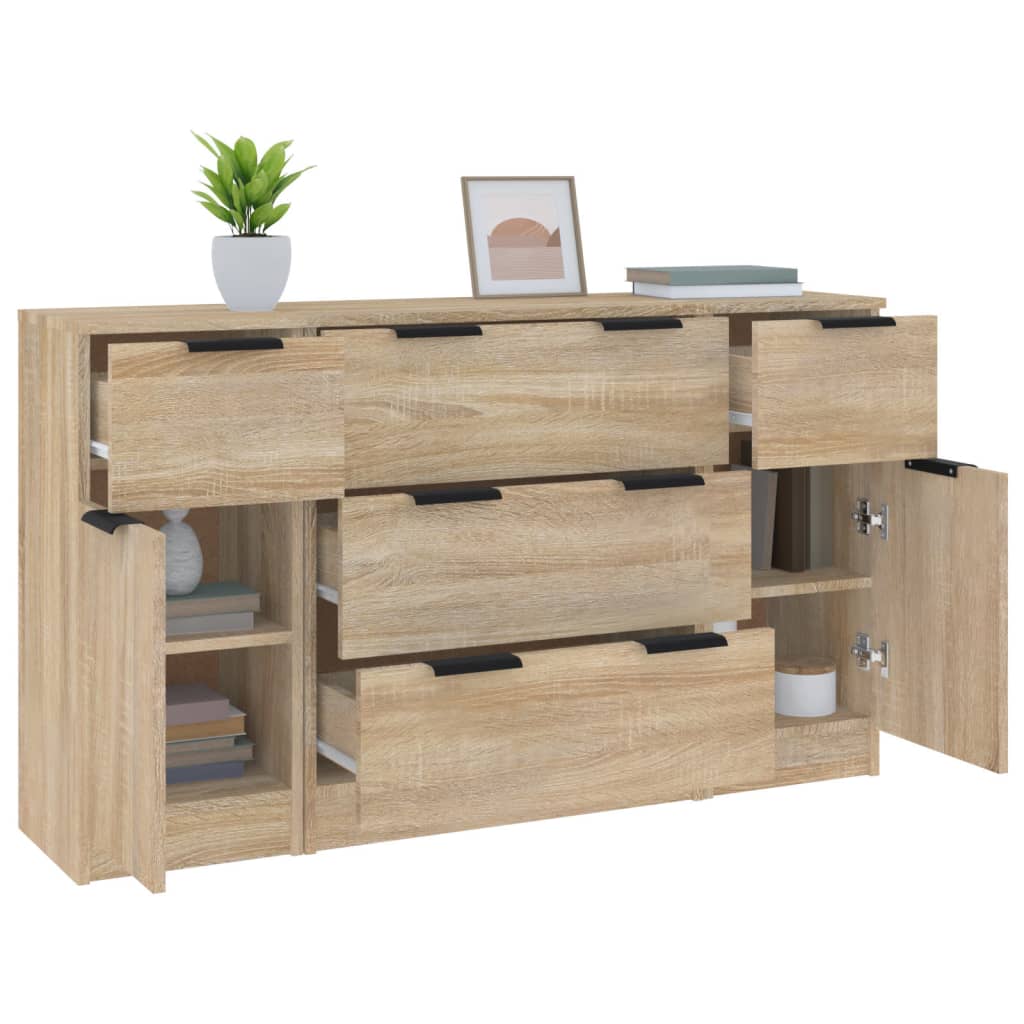 vidaXL Set servantă, 3 piese, stejar sonoma, lemn prelucrat vidaXL Set servantă, 3 piese, stejar sonoma, lemn prelucrat