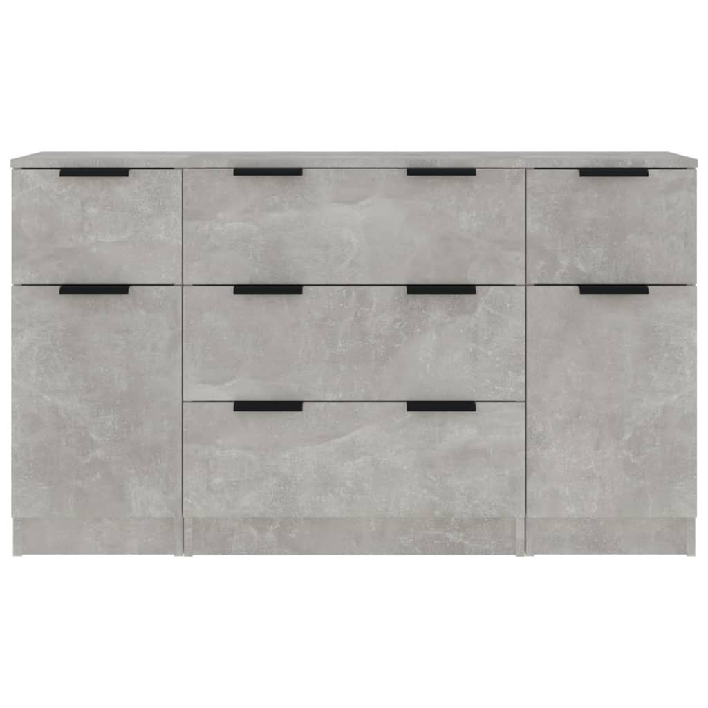vidaXL Set servantă, 3 piese, gri beton, lemn prelucrat