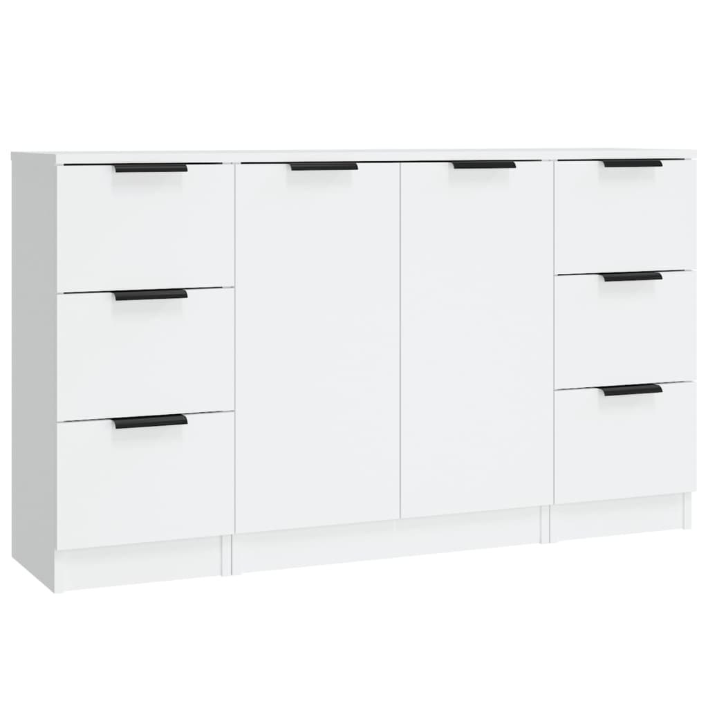 vidaXL Servante, 3 piese, alb, lemn prelucrat vidaXL Servante, 3 piese, alb, lemn prelucrat