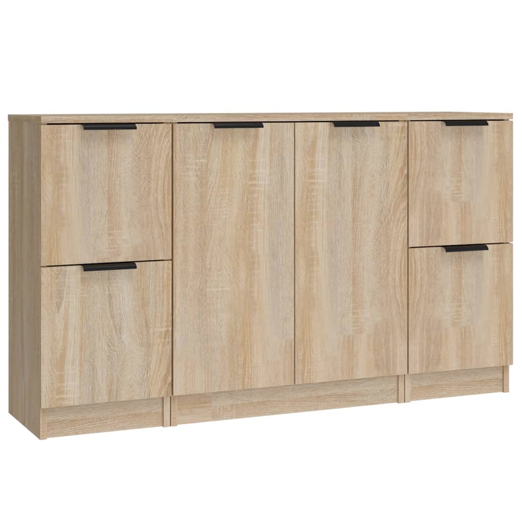 vidaXL Servante, 3 piese, stejar sonoma, lemn prelucrat
