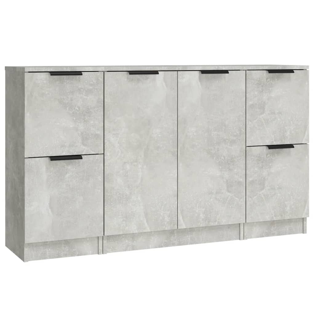vidaXL Servante, 3 piese, gri beton, lemn prelucrat vidaXL Servante, 3 piese, gri beton, lemn prelucrat