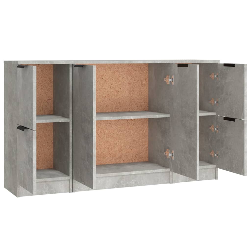 vidaXL Servante, 3 piese, gri beton, lemn prelucrat vidaXL Servante, 3 piese, gri beton, lemn prelucrat