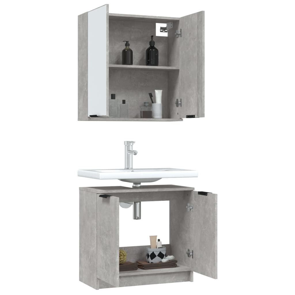 vidaXL Set dulapuri de baie, 2 piese, gri beton, lemn prelucrat vidaXL Set dulapuri de baie, 2 piese, gri beton, lemn prelucrat