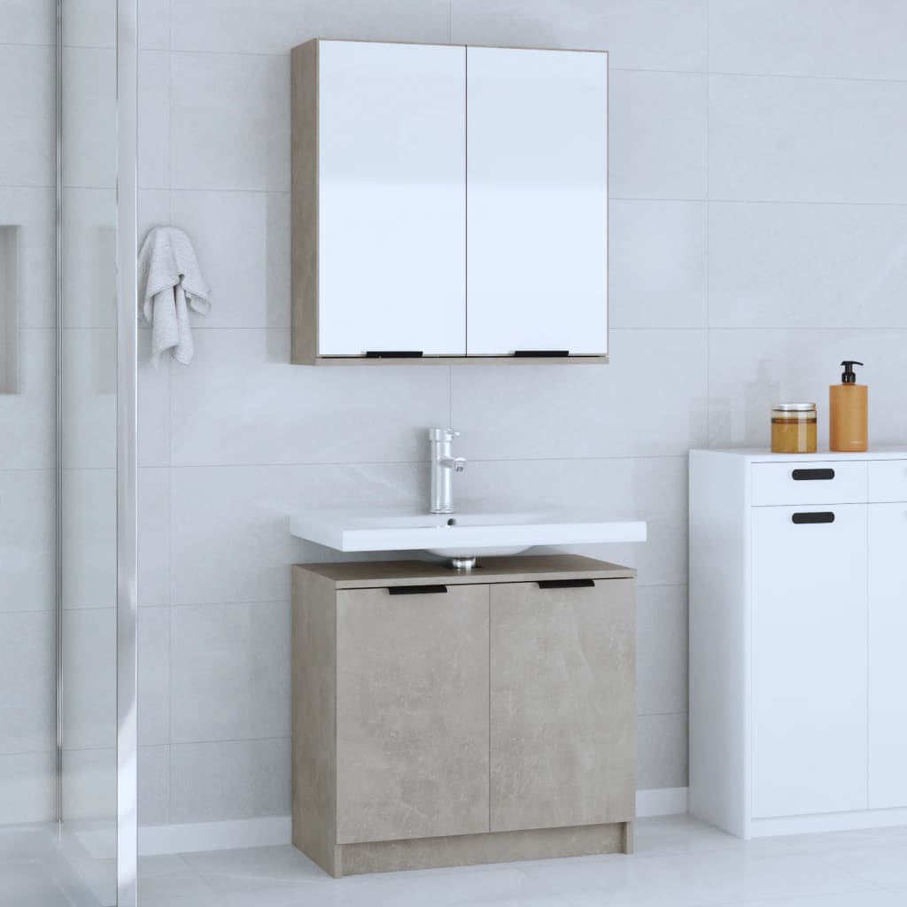 vidaXL Set dulapuri de baie, 2 piese, gri beton, lemn prelucrat vidaXL Set dulapuri de baie, 2 piese, gri beton, lemn prelucrat