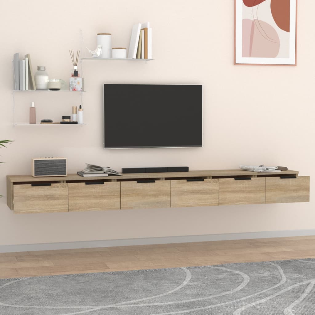 vidaXL Dulapuri perete, 2 buc., sonoma, 102x30x20 cm, lemn prelucrat