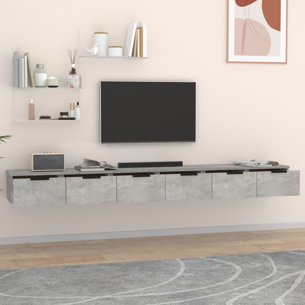 vidaXL Dulapuri perete, 2 buc., gri beton 102x30x20 cm, lemn prelucrat