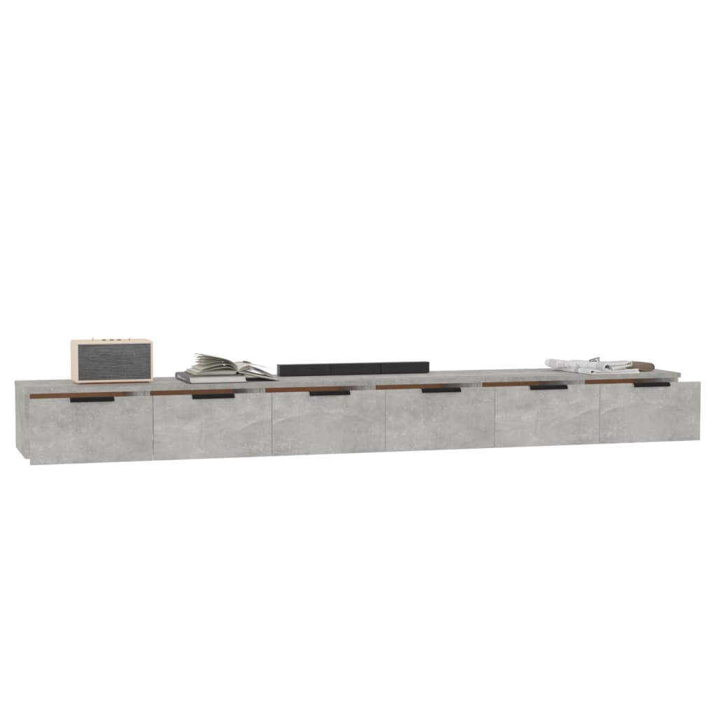 vidaXL Dulapuri perete, 2 buc., gri beton 102x30x20 cm, lemn prelucrat