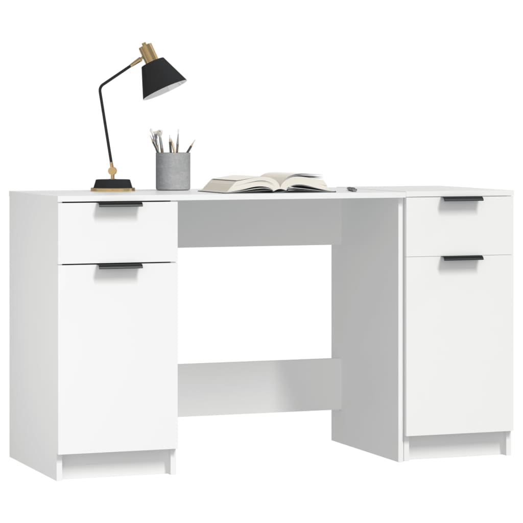 vidaXL Birou cu dulap lateral, alb, lemn prelucrat vidaXL Birou cu dulap lateral, alb, lemn prelucrat