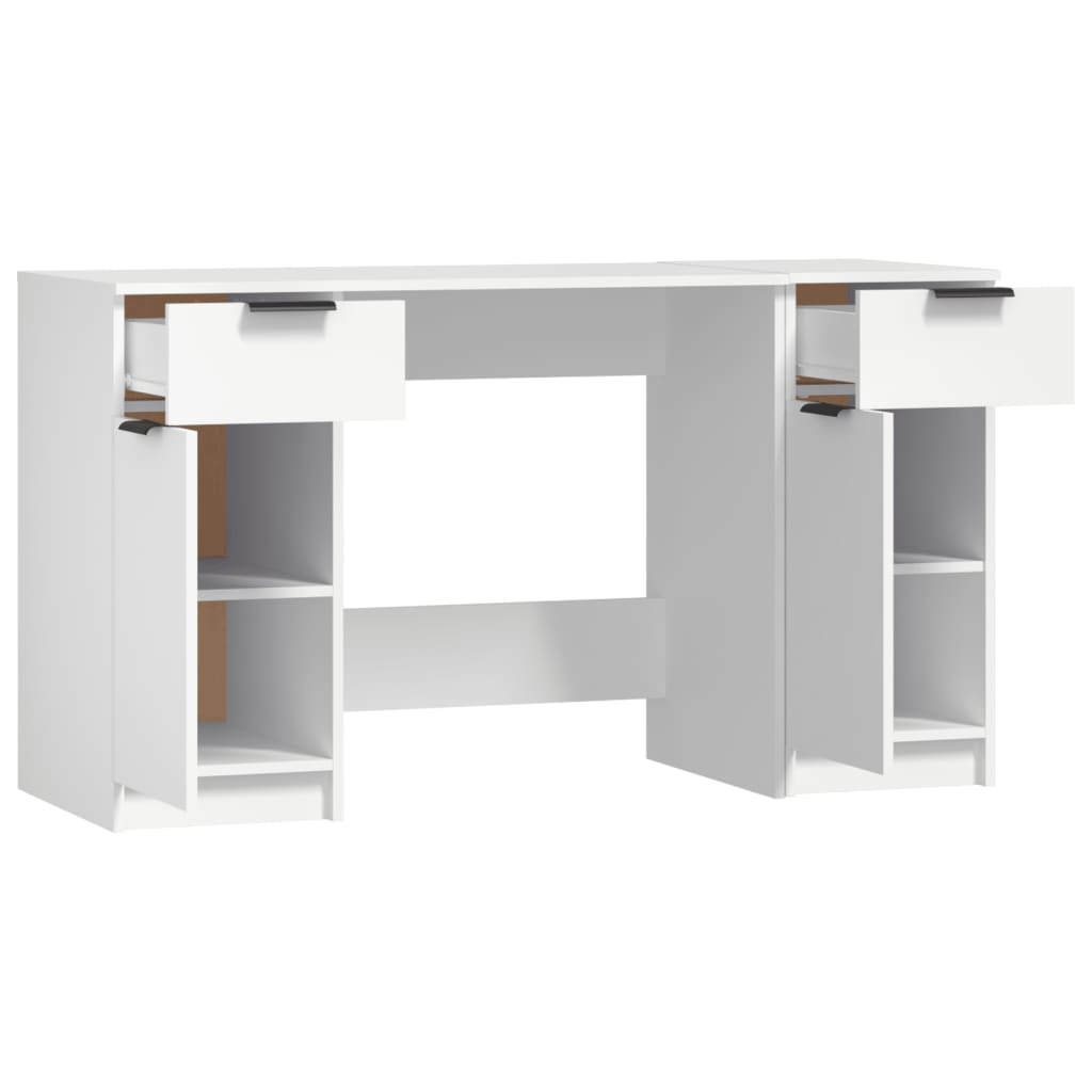 vidaXL Birou cu dulap lateral, alb, lemn prelucrat vidaXL Birou cu dulap lateral, alb, lemn prelucrat