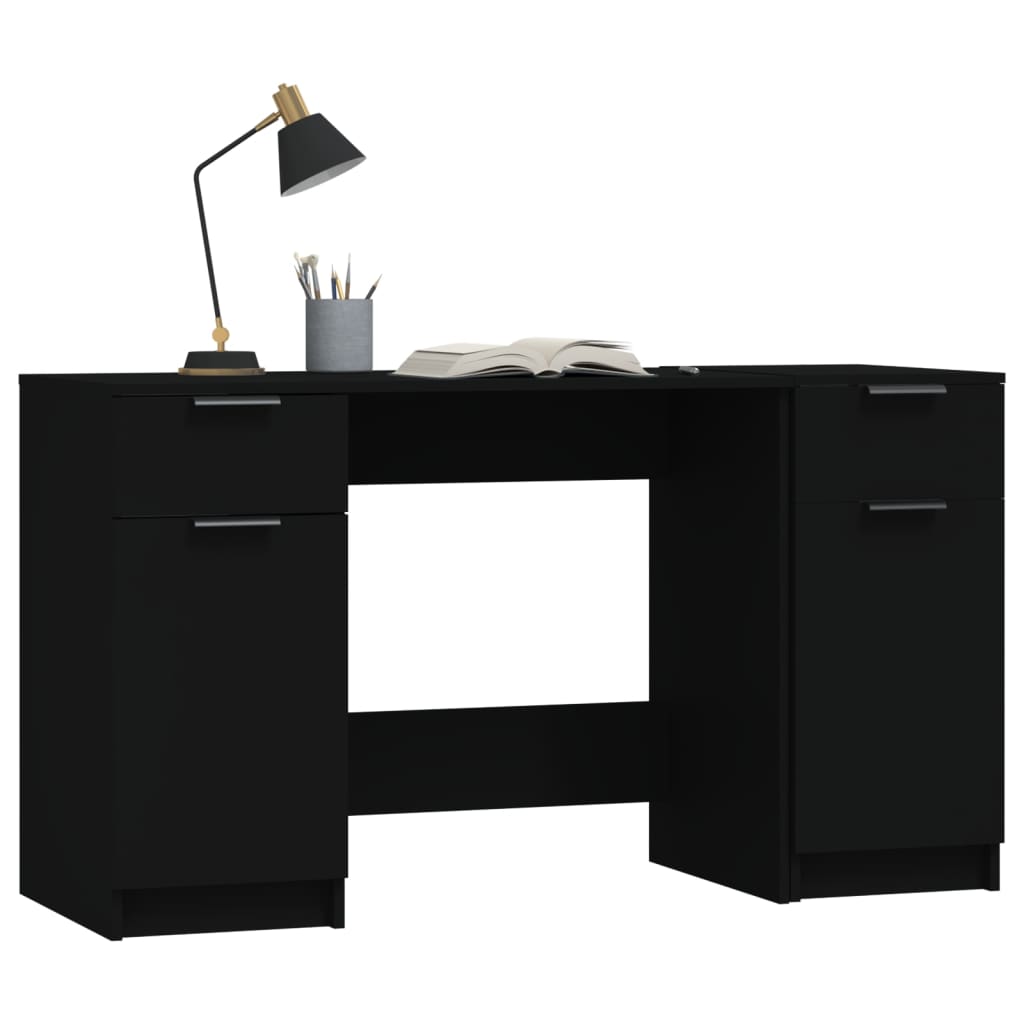 vidaXL Birou cu dulap lateral, Negru, lemn prelucrat vidaXL Birou cu dulap lateral, Negru, lemn prelucrat