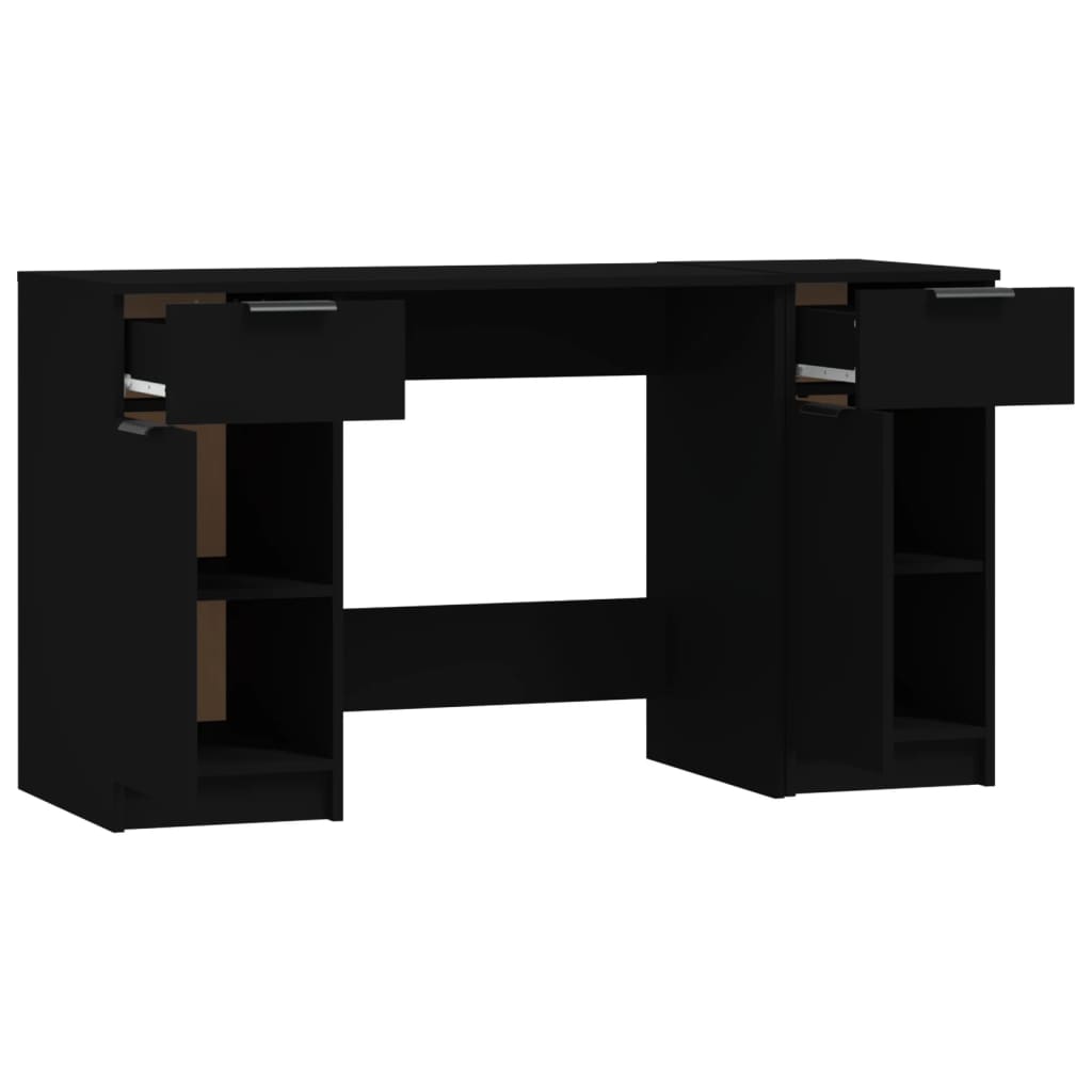 vidaXL Birou cu dulap lateral, Negru, lemn prelucrat vidaXL Birou cu dulap lateral, Negru, lemn prelucrat